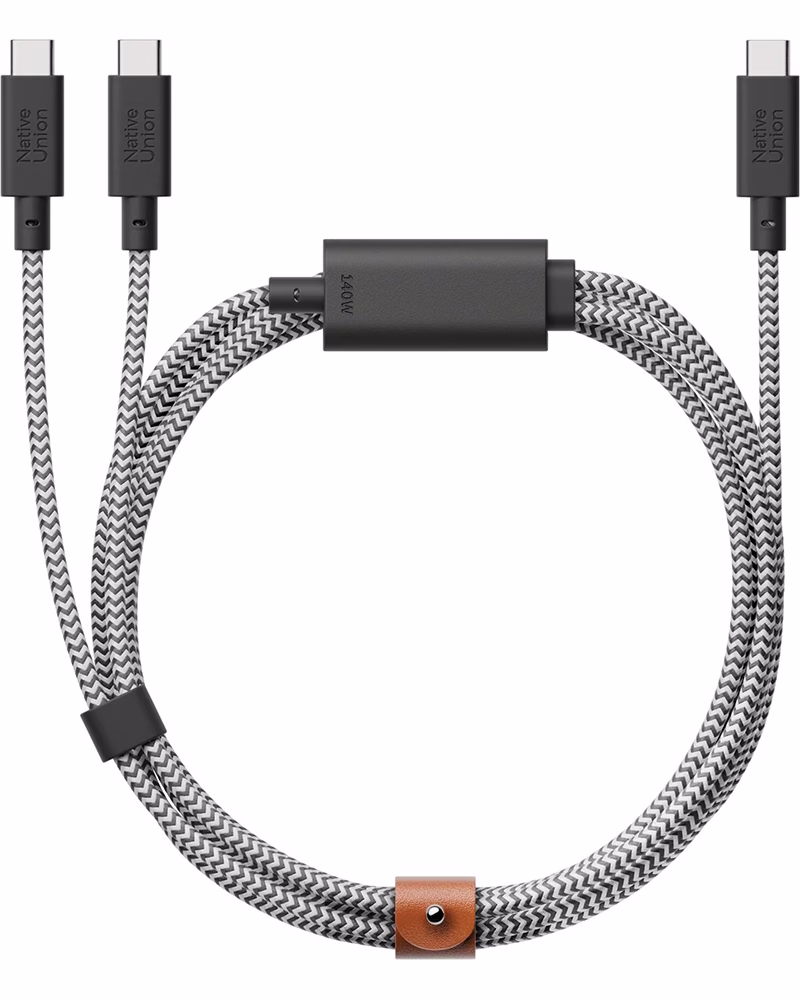 Кабель Native Union Belt USB-C на 2xUSB-C 140 Вт Zebra (2 м)